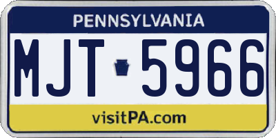 PA license plate MJT5966