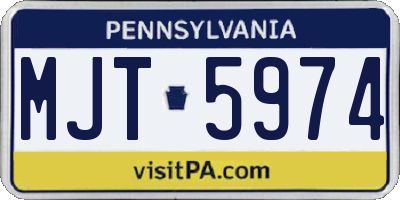 PA license plate MJT5974