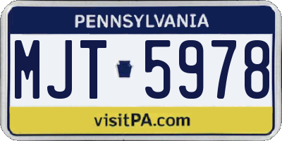 PA license plate MJT5978