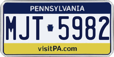 PA license plate MJT5982