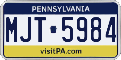 PA license plate MJT5984