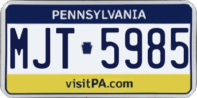 PA license plate MJT5985