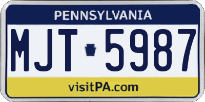 PA license plate MJT5987
