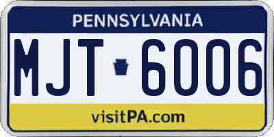 PA license plate MJT6006