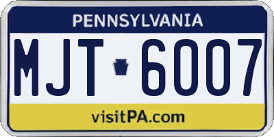 PA license plate MJT6007