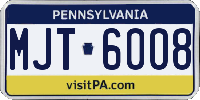PA license plate MJT6008