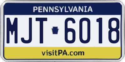 PA license plate MJT6018