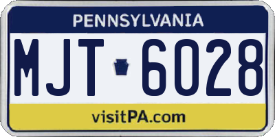 PA license plate MJT6028