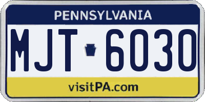 PA license plate MJT6030