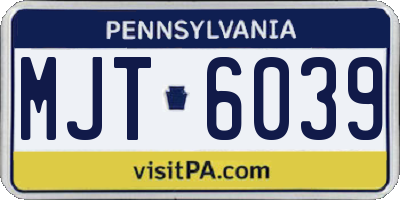 PA license plate MJT6039