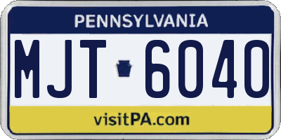 PA license plate MJT6040