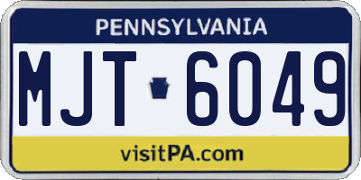 PA license plate MJT6049
