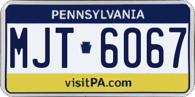 PA license plate MJT6067