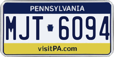 PA license plate MJT6094