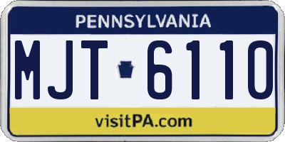 PA license plate MJT6110