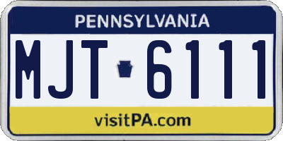 PA license plate MJT6111