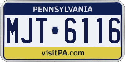 PA license plate MJT6116