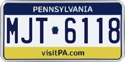 PA license plate MJT6118