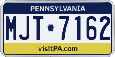 PA license plate MJT7162