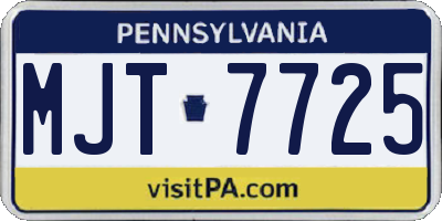 PA license plate MJT7725