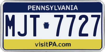 PA license plate MJT7727