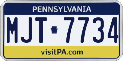 PA license plate MJT7734