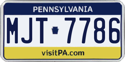 PA license plate MJT7786