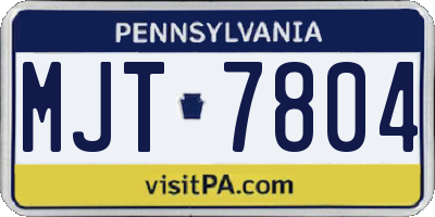 PA license plate MJT7804