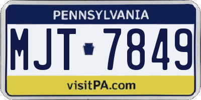 PA license plate MJT7849