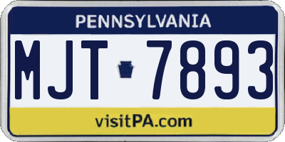 PA license plate MJT7893