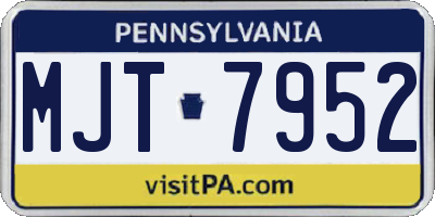 PA license plate MJT7952