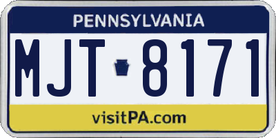 PA license plate MJT8171