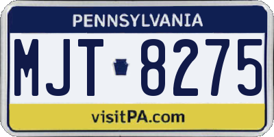PA license plate MJT8275