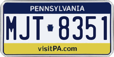 PA license plate MJT8351