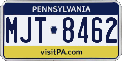 PA license plate MJT8462