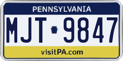 PA license plate MJT9847