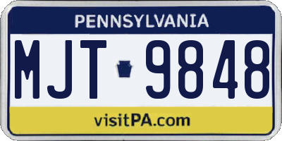 PA license plate MJT9848