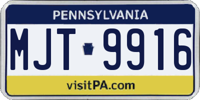 PA license plate MJT9916