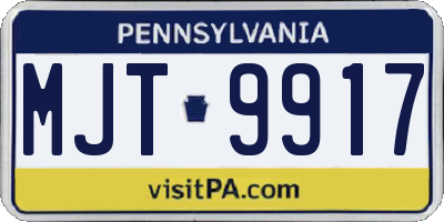 PA license plate MJT9917