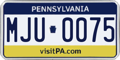 PA license plate MJU0075