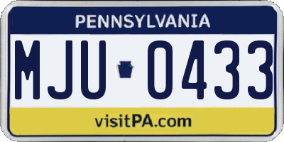 PA license plate MJU0433