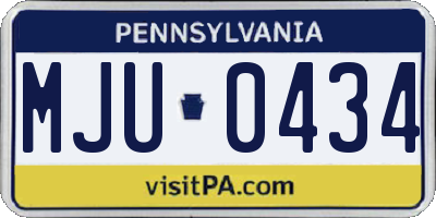 PA license plate MJU0434