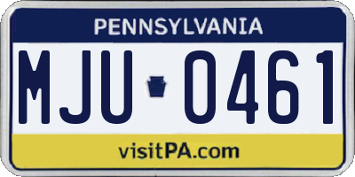 PA license plate MJU0461