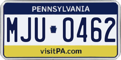 PA license plate MJU0462