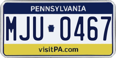 PA license plate MJU0467