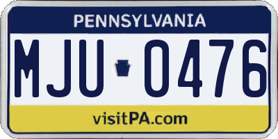 PA license plate MJU0476