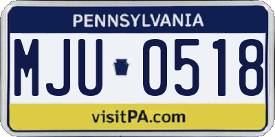 PA license plate MJU0518