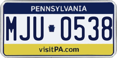 PA license plate MJU0538