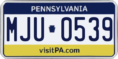 PA license plate MJU0539