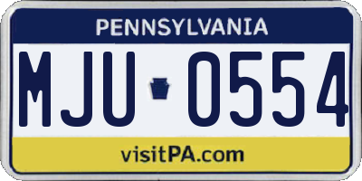 PA license plate MJU0554